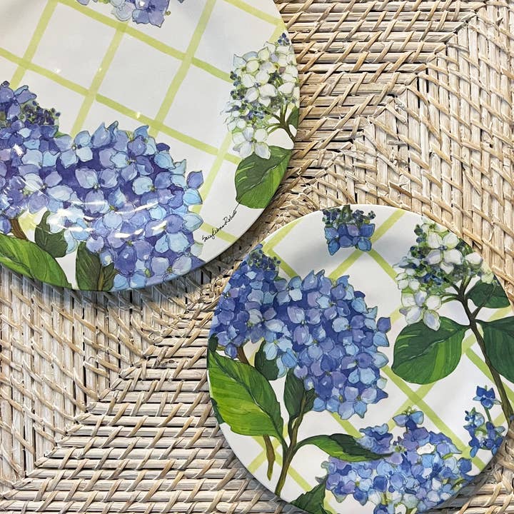 Bamboo Table - Wholesale Salad Plate - Hydrangea Lattice Floral Bamboo Salad/Appetizer Plate
