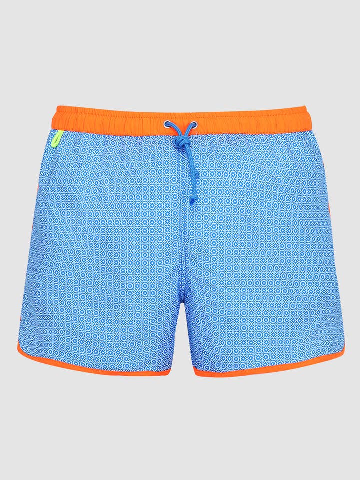 Pantaloncini da bagno corti Komodo Sky Blue Azulejos per la vendita all'ingrosso da parte di GILI'S