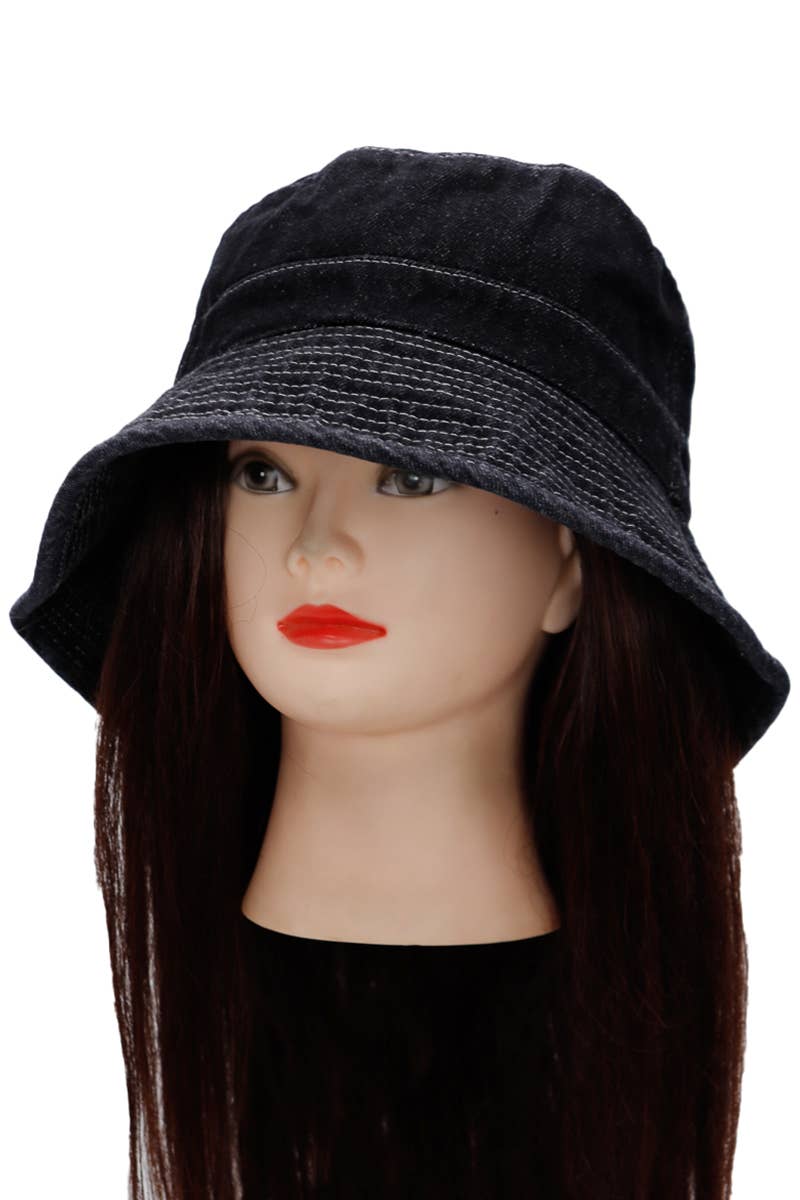 COME MOSTRATO Cappello da pescatore in cotone denim twill lavato in vendita all'ingrosso su Faire4