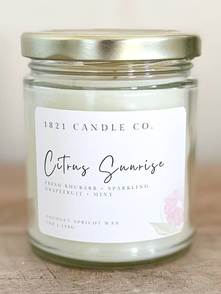 Citrus Sunrise 7oz Candle | Coconut Apricot Wax for wholesale by 1821 Candle Co.