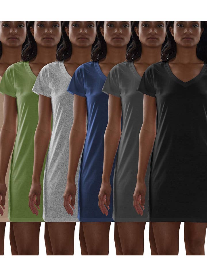 Pack de 6 camisas de dormir largas de algodón para mujer para venta al por mayor de I-Wear Brands