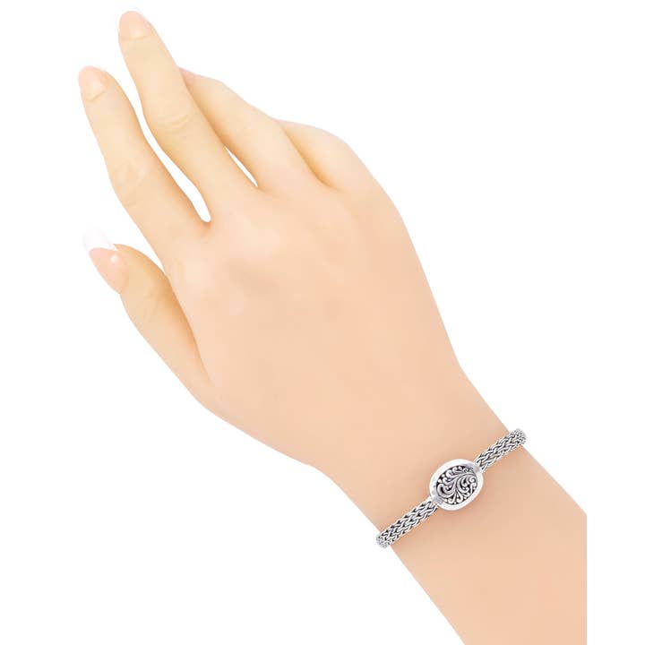 DEVATA - Venta al por mayor Pulseras de abalorios/colgantes - Pulsera de plata de ley con detalle de martillo con filigrana balinesa