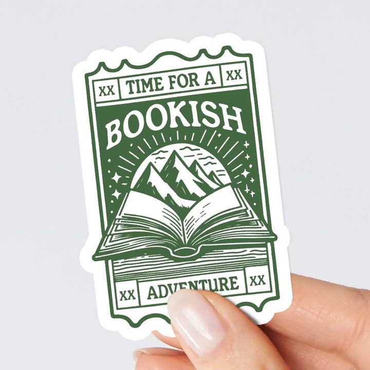 Bookish adventure, Reader sticker, Bookish sticker for wholesale by Radical Buttons