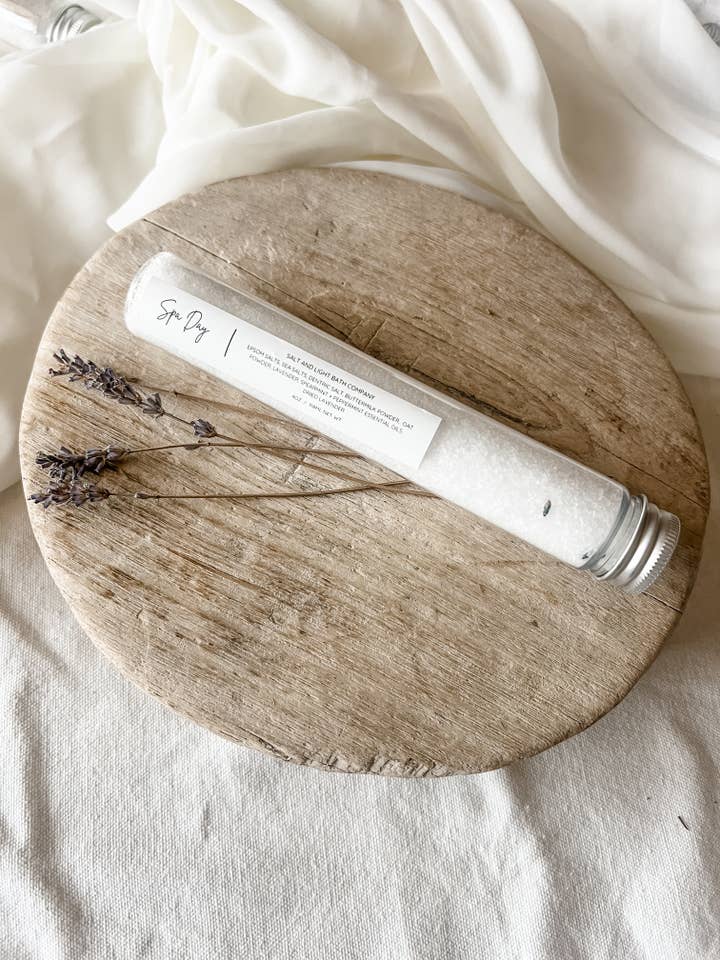 Spa Day Bath Salts 4oz Tube for wholesale by Salt + Light Bath Company