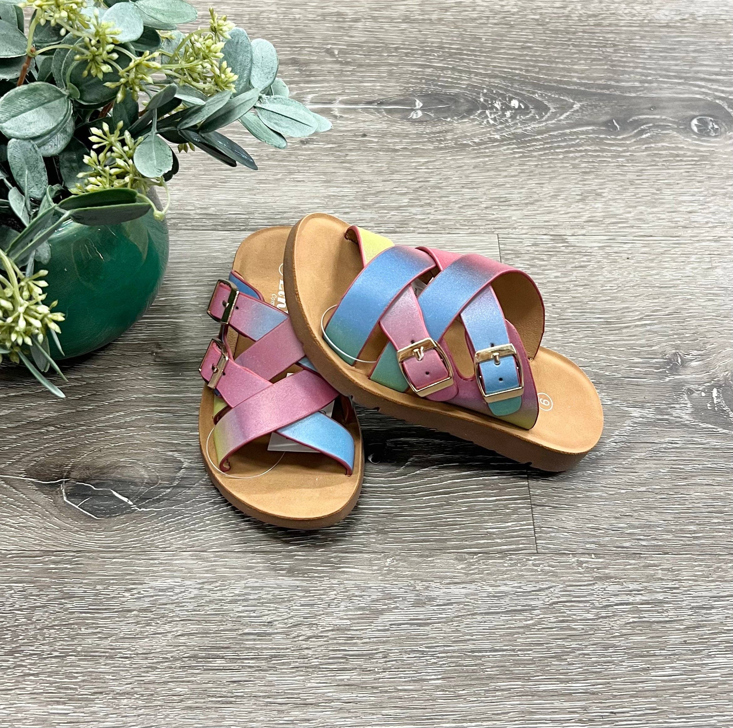 Two Cute Boutique LLC - Wholesale Sandals - Kids - Shimmer Rainbow Sandals0