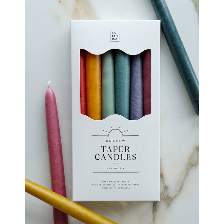 BOTANICA - Wholesale Tapered Candle/Candlestick - Taper Candle Collection, Set of 6 | Pride