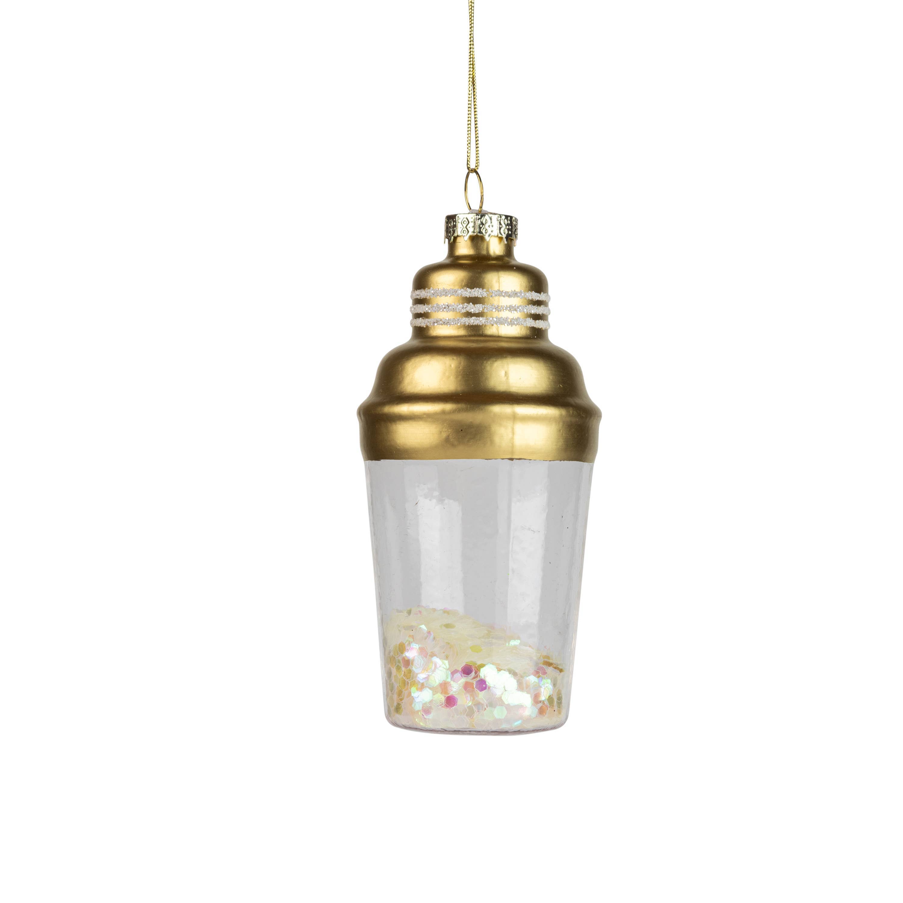 Silver Tree Home & Holiday - Wholesale Ornament - A14303: Glass cocktail shaker orn,4.75in0