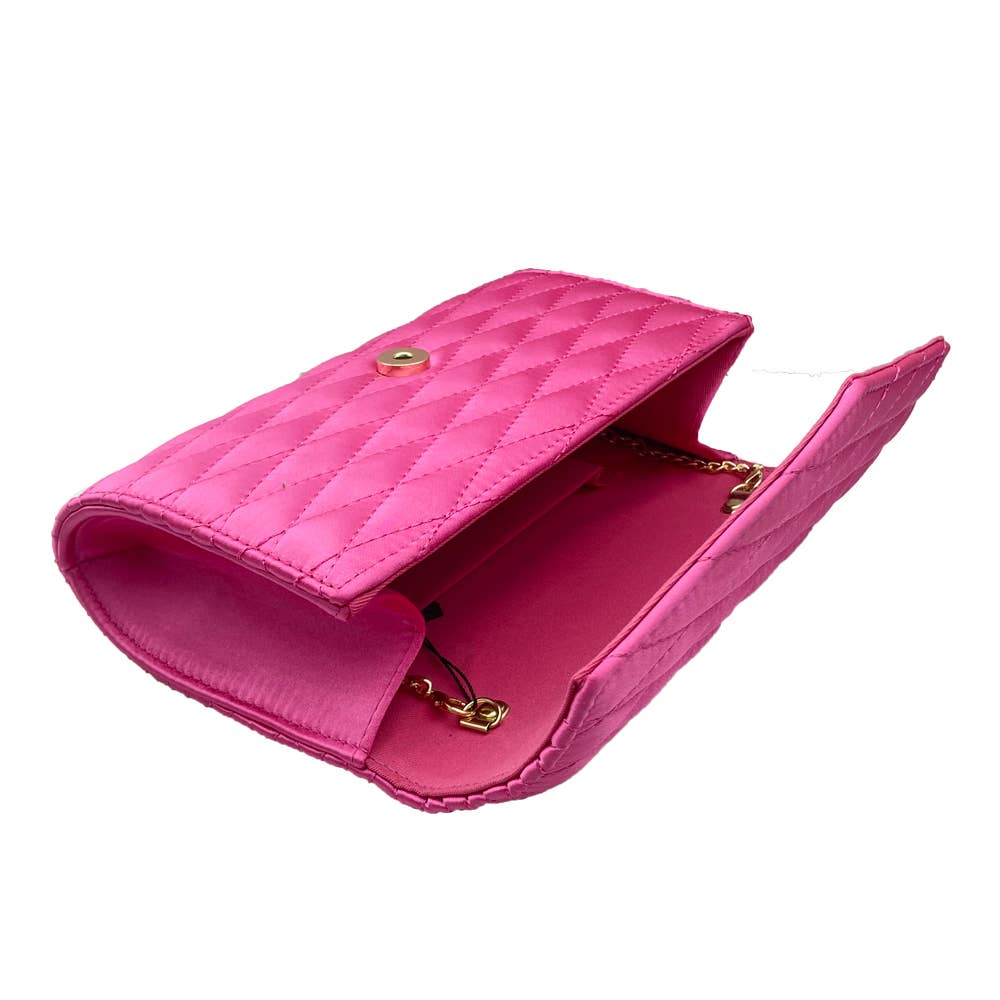 Belle Trading Ltd – Großhandel Clutch – Damen – Gesteppte Abendtasche aus rosafarbenem Satin2