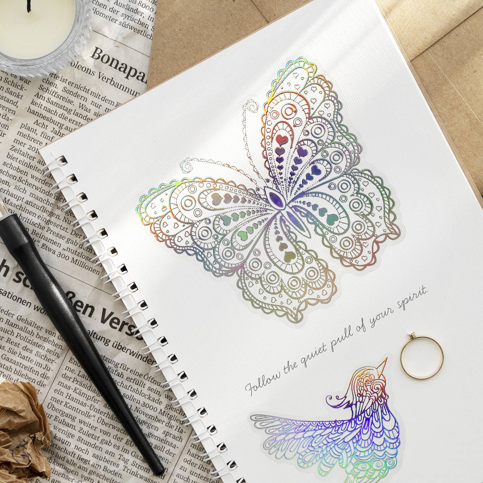 Wrapables.com - Wholesale Sticker - Wrapables Holographic PET Butterfly and Leaf Stickers 100pcs2