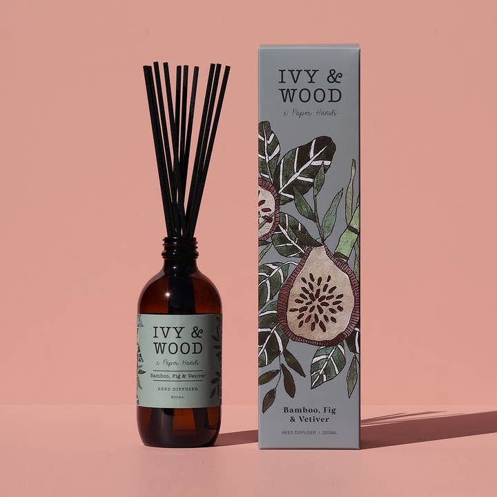 Botanisch: Diffusor aus Bambus-, Feigen- und Vetiverblättern für den Großhandel von Ivy & Wood