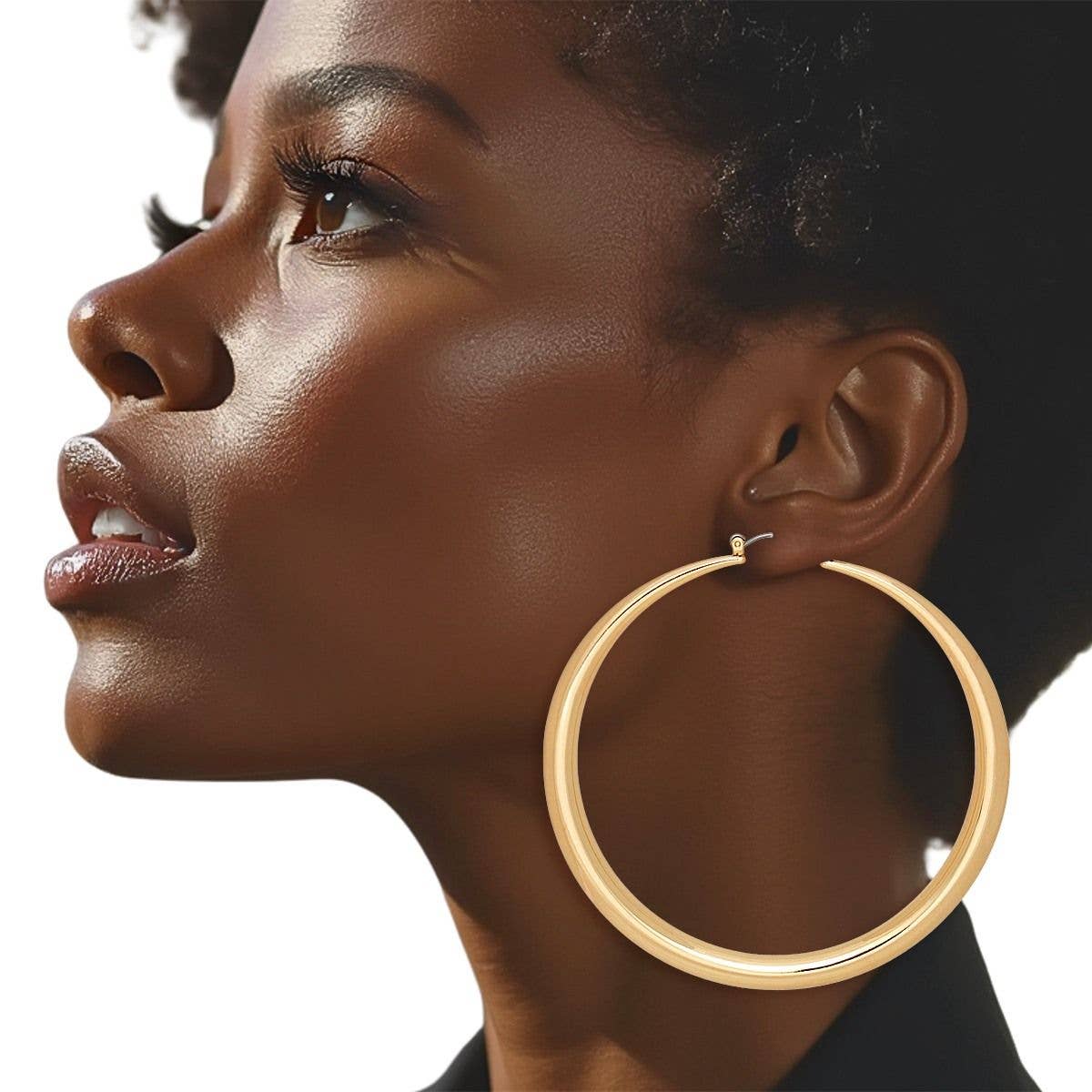 Hoop Sleek Gold Graduated Design Earrings Women for wholesale on Faire0