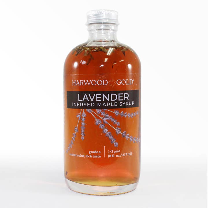 8oz - Lavender Infused Maple Syrup for wholesale by Harwood Gold