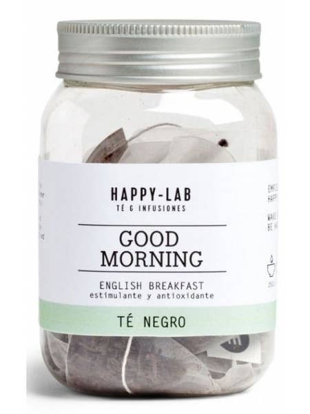 Happy-Lab GOOD MORNING ORGANIC black tea Jar with 14 pyramid for wholesale by Happy-Lab