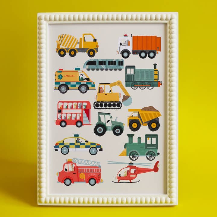 Children's Art, Vehicles. Colourful Art, Art Print, Fun, Car for wholesale by Abel and the Label