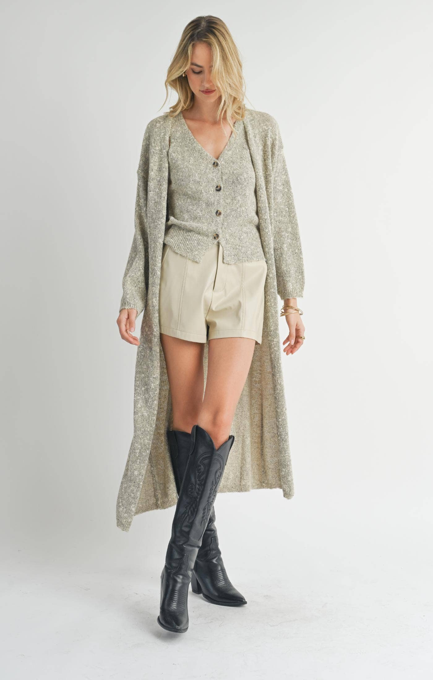 Sadie & Sage – wholesale Cardigan – Women’s – Phoenix Long Open Cardi: TAUPE MULTI8
