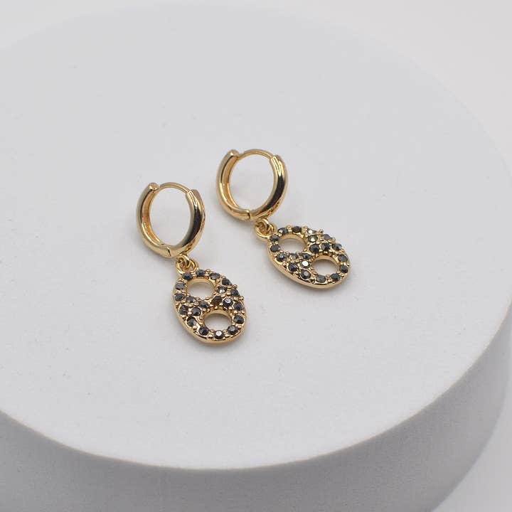 StarryNYC - Wholesale Huggie Earrings - Pig Nose Stone Huggie Earrings2