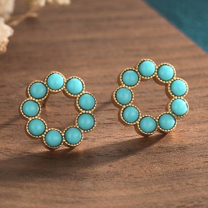 Brincos de círculo turquesa por atacado de Bright MacMing
