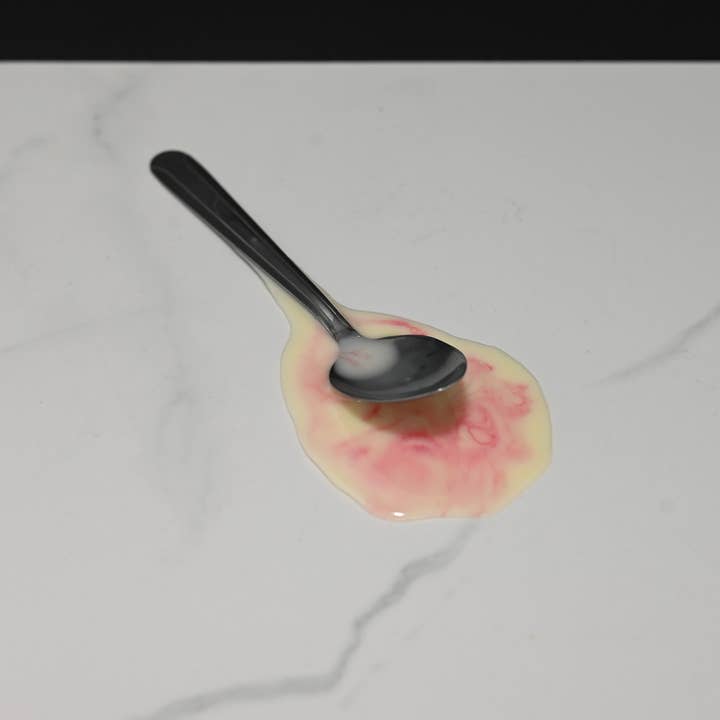 Just Dough It! Fake Foods - Wholesale Decorative Tabletop Object - Spoon in Fake Melted Strawberry Ice Cream
