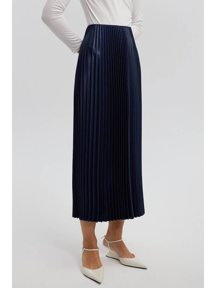 Navy Blue PLEATED SKIRT - MAXI LENGTH, HIGH WAIST for wholesale on Faire5