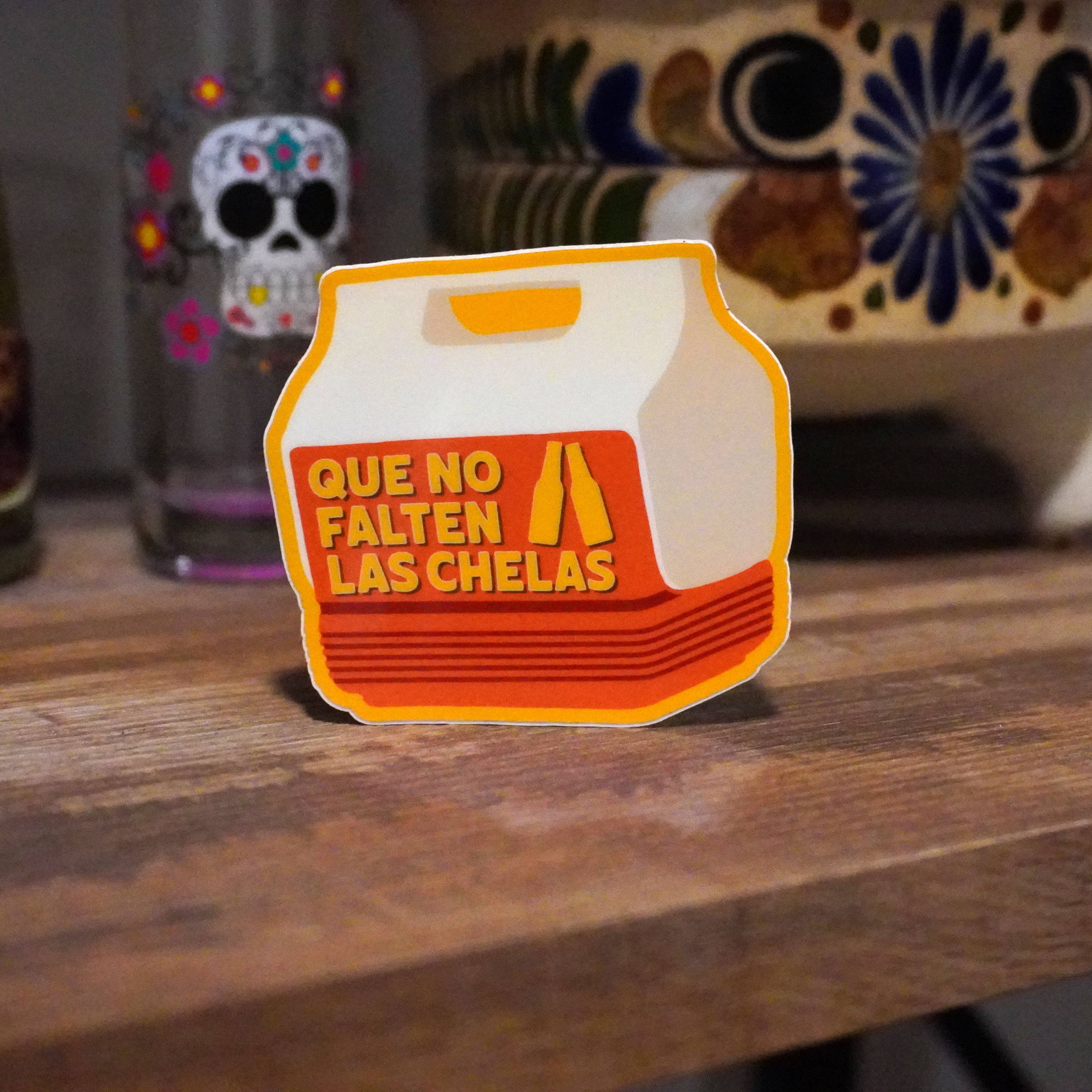 Erica Alfaro Designs - Wholesale Sticker - Que No Falten Las Chelas Retro Cooler Vinyl Sticker1