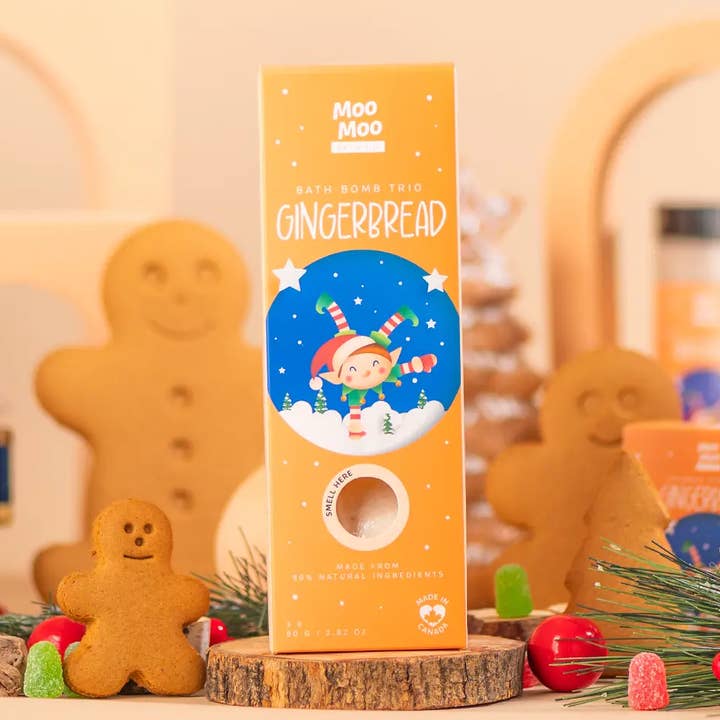 Ginger Bread Bath Bomb Trio for wholesale by Moo Moo Bath Co