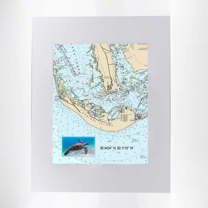 Artwork-Sanibel Nautical Chart for wholesale by Mike Ring Photography