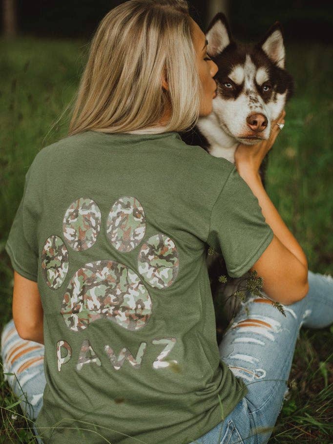 Camo Print Olive Tee for wholesale by PAWZ