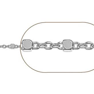 Tiger Mountain Jewelry – Colar de elos e correntes por atacado – CORRENTE DE PRATA ESTERLINA BRILHANTE C/CONTA QUADRADA 18"0