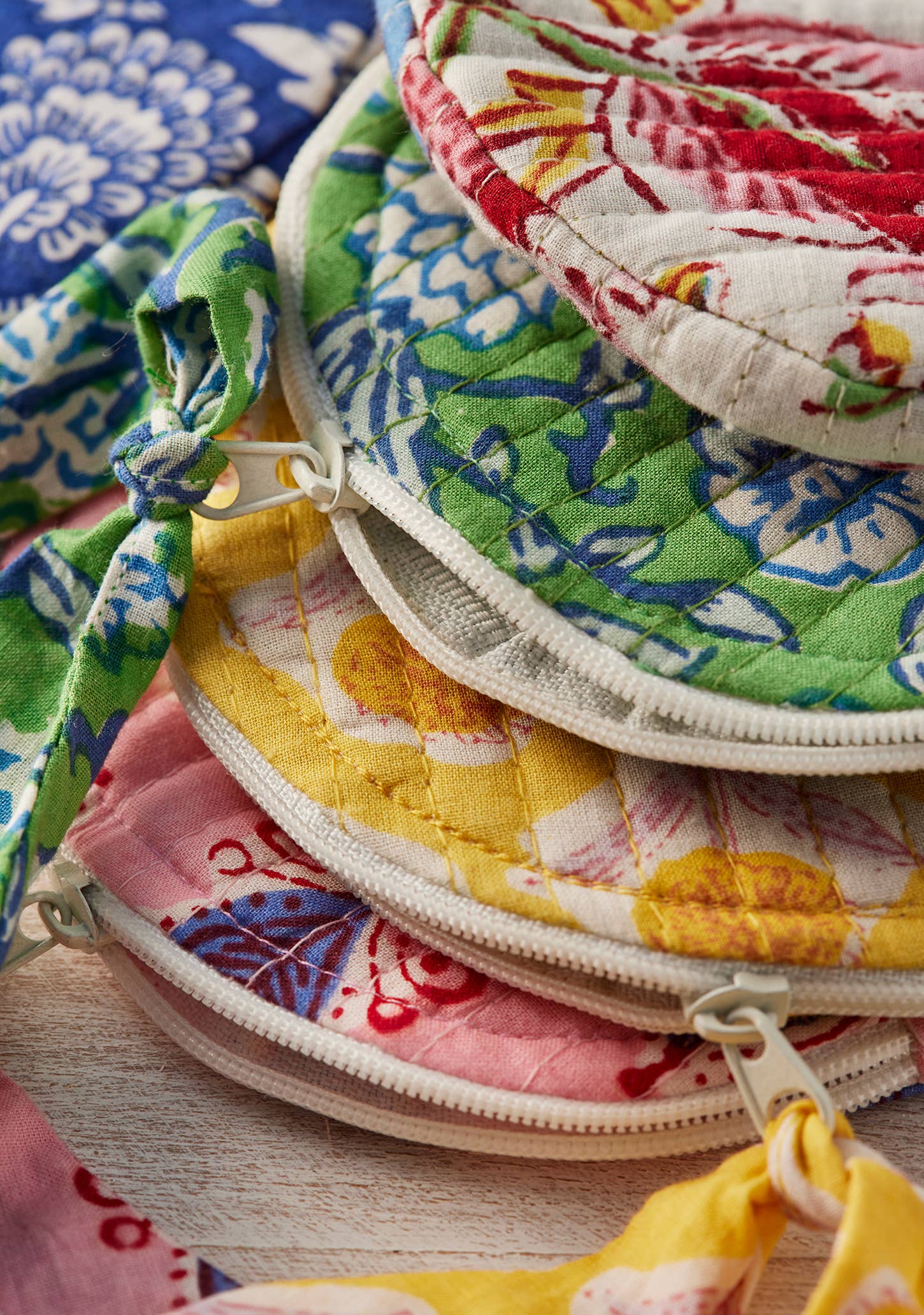 Namaste - Wholesale Coin Purse - Women's - Block Print Round Coin Purse Mixed Prints4