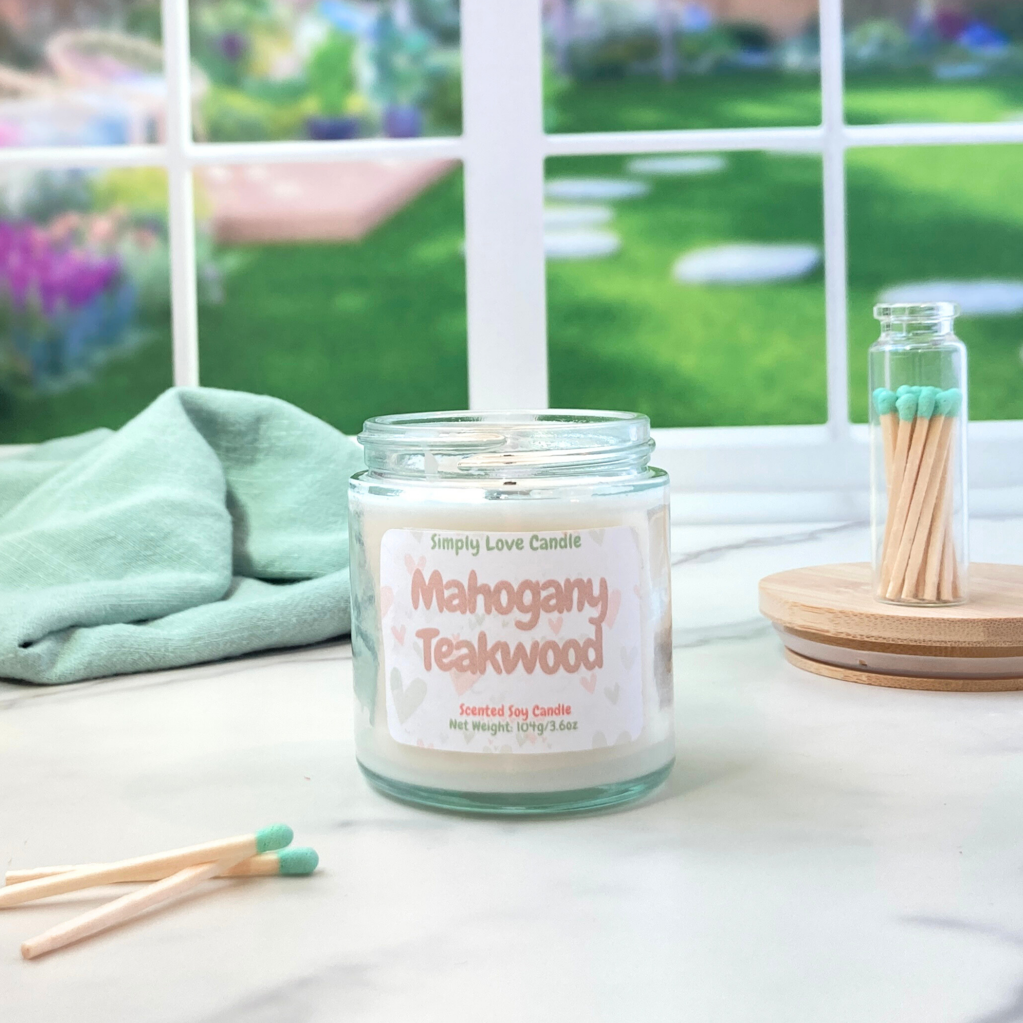 Simply Love Candle - Wholesale Jar/Filled Candle - Mahogany Teakwood Soy Candle | 3.6 oz Masculine Scented3