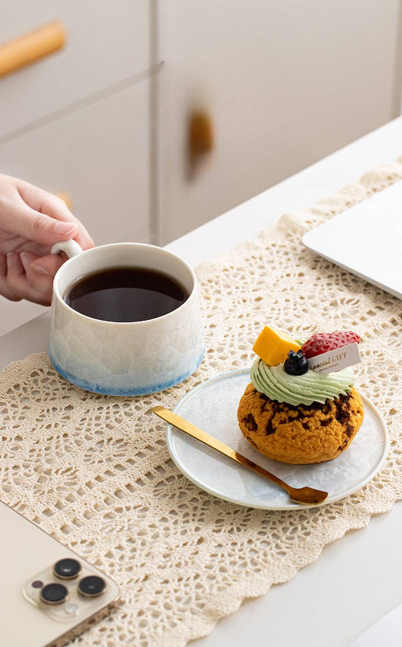 Gohobi （We cover U.S. import duties） – Großhandel Tee-/Kaffeetasse – Gohobi Kristallglasierte Kaffeetasse mit Untertasse 01317