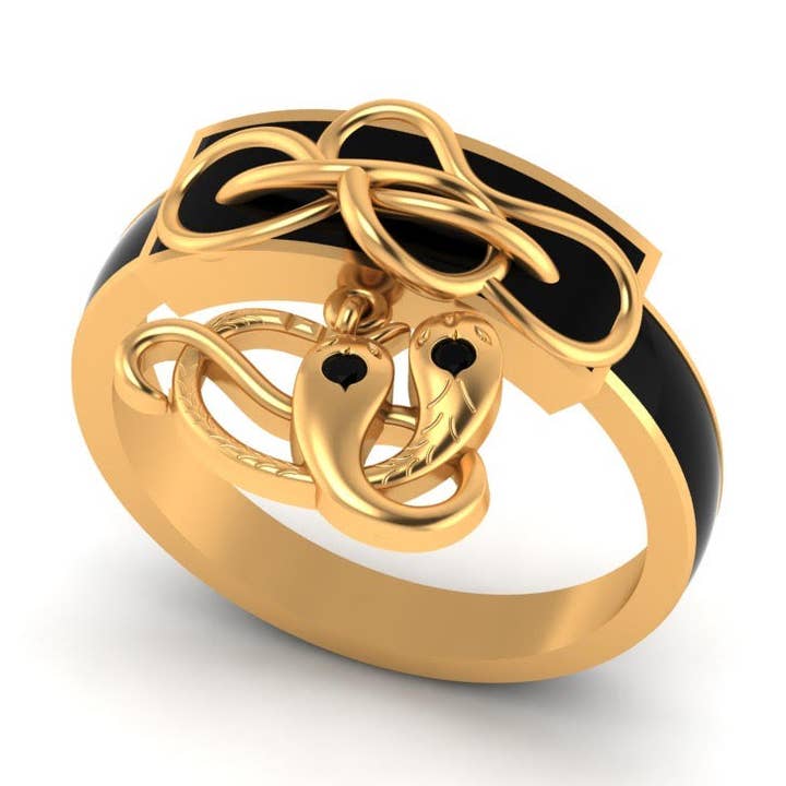 Anel empilhável preto da serpente do esmalte por atacado de Pretty Different