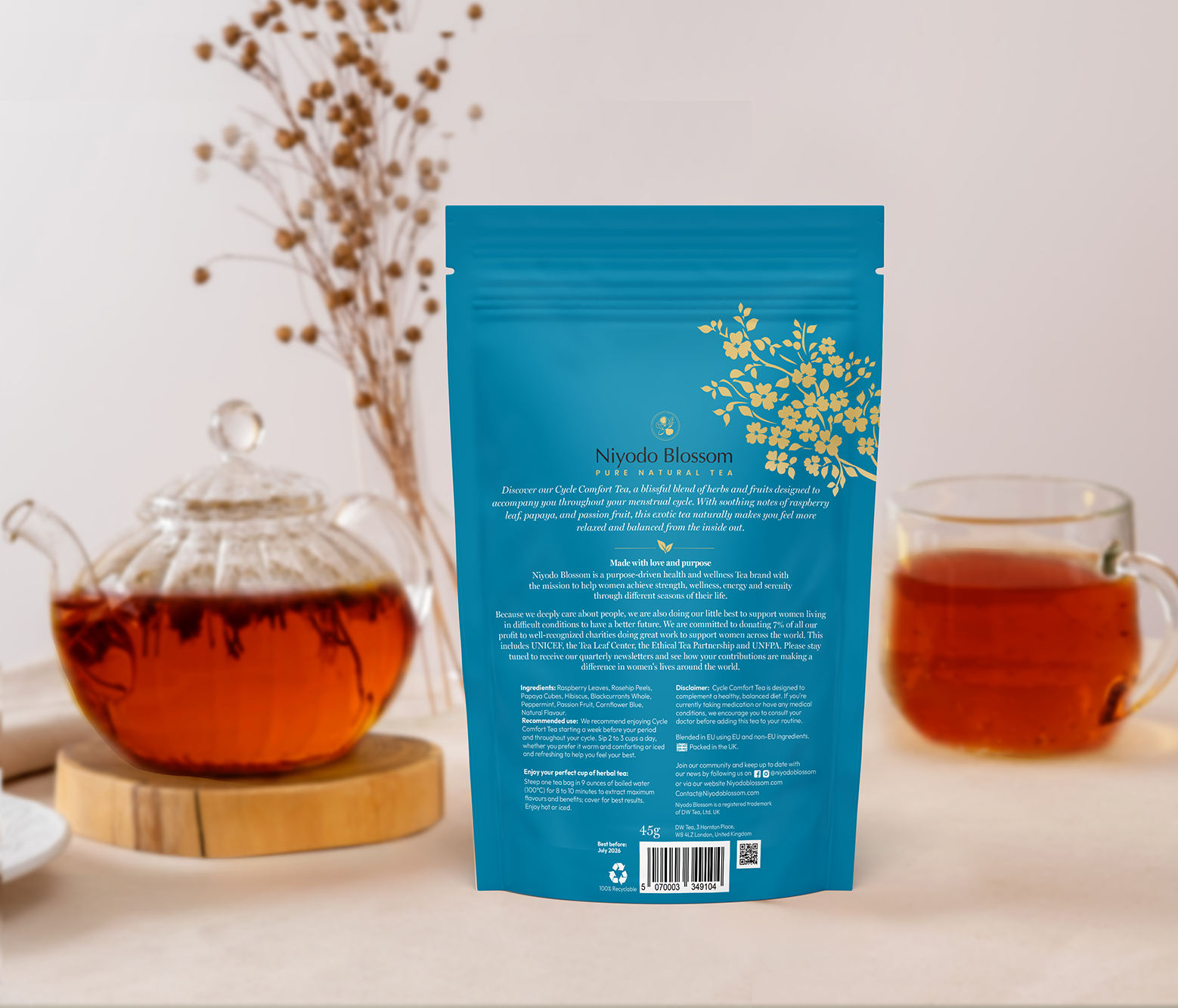 Niyodo Blossom – Sacos de chá por atacado – Chá de Conforto para o Ciclo Feminino7