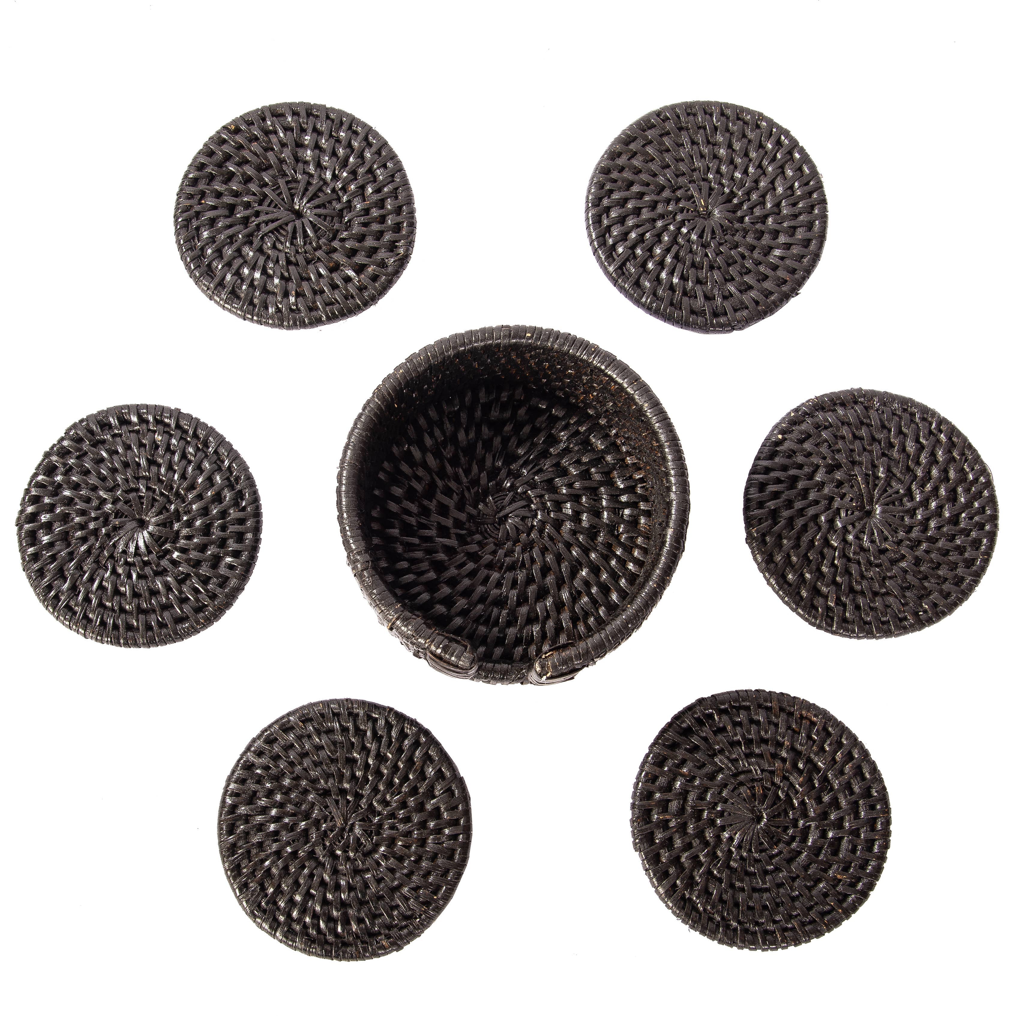 Artifacts Trading Company – Engroshandel Bordskånere – Rundt Rattan Bordskåner Sæt – 7 Stykker9