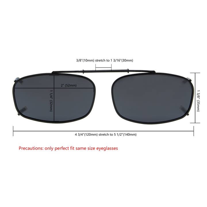 SPARE-SPECS, LLC - Wholesale Sunglasses - Unisex - Metal Frame Polarized Lens Clip on Sunglasses C62 (52MMx32MM)5