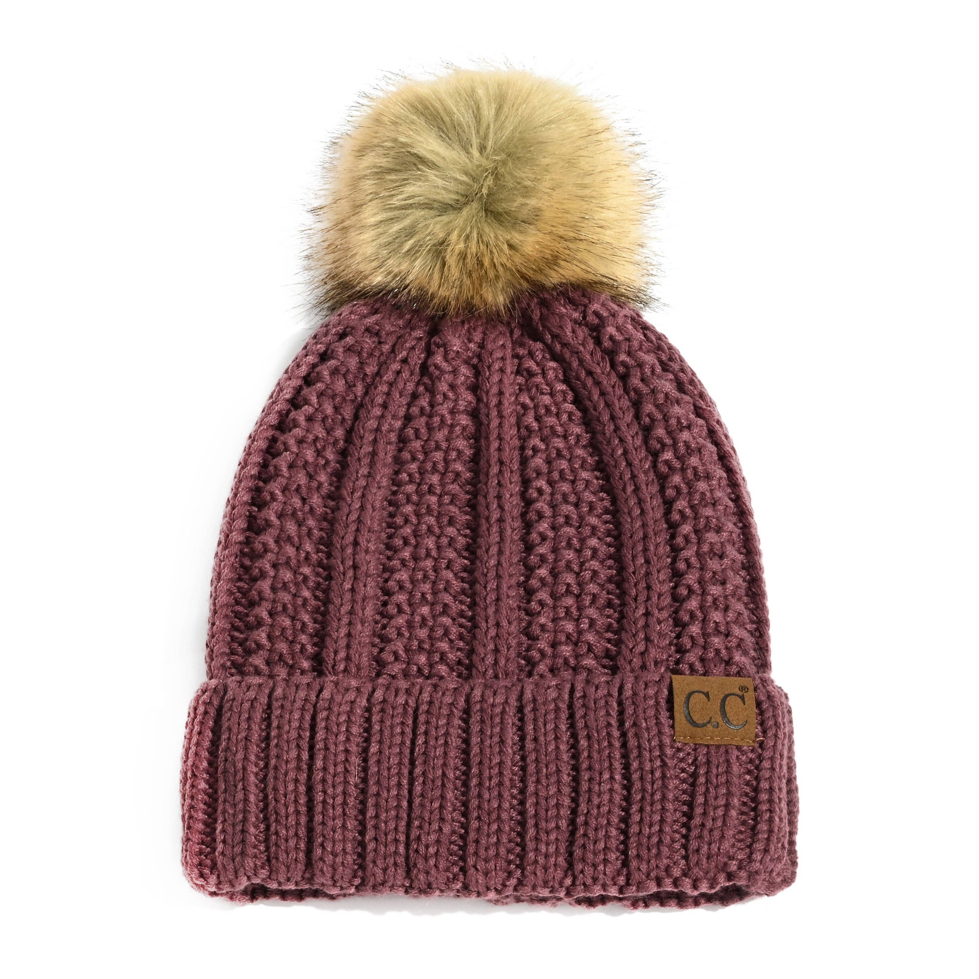 Truly Contagious – Großhandel Beanie – Damen – CC Mütze mit auffälligem Kunstpelz-Bommel (YJ-820)4