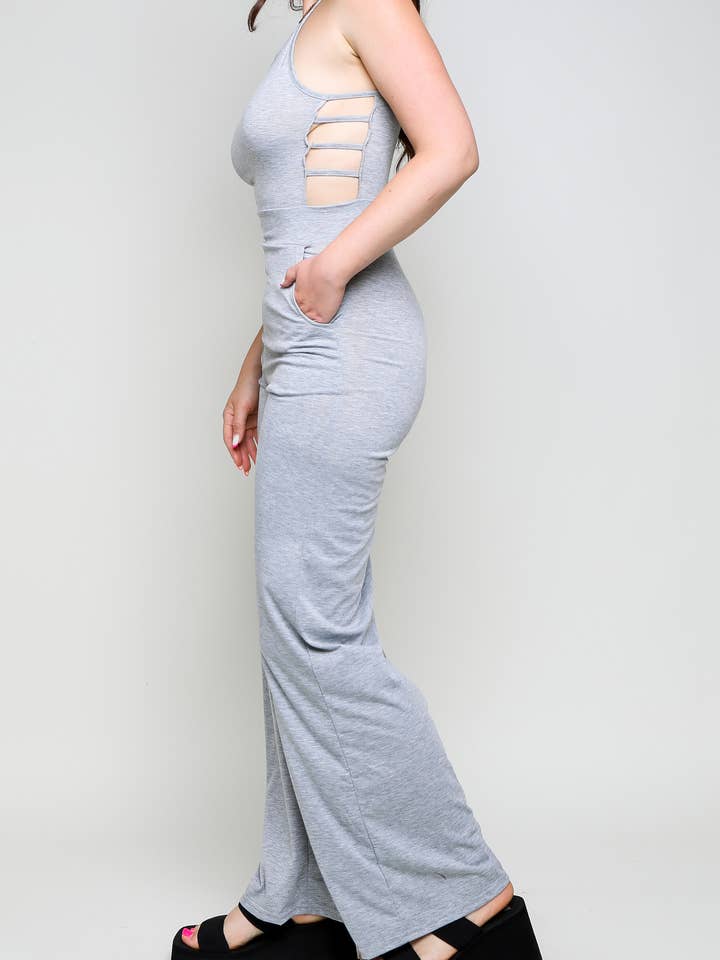 Flarix - Wholesale Jumpsuit - Women's - halter plain pocket design wide leg jumpsuit6