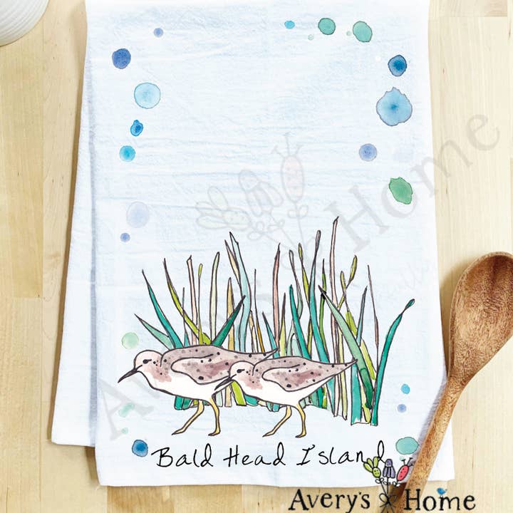 Avery's Home - Wholesale Tea Towel - Sandpipers with Beach Grass Bird Customizable Tea Towel23