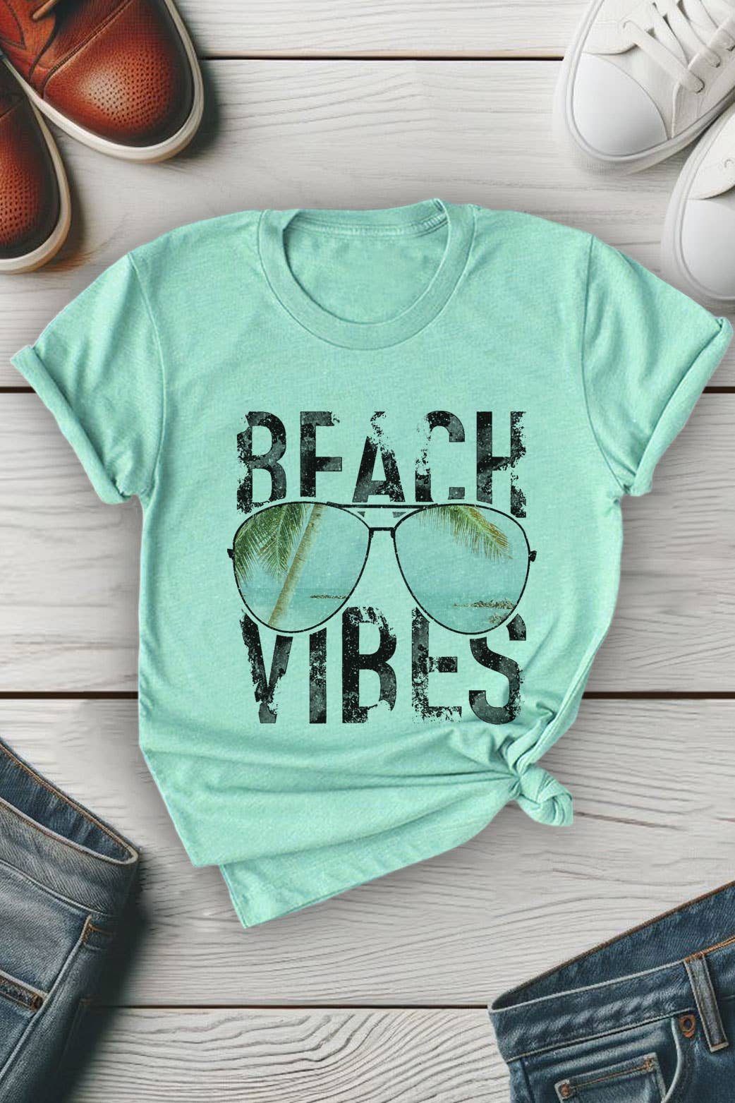 Top Avenue - Wholesale T-shirt met print - Dames - Beach Vibes, uniseks T-shirt met ronde hals5