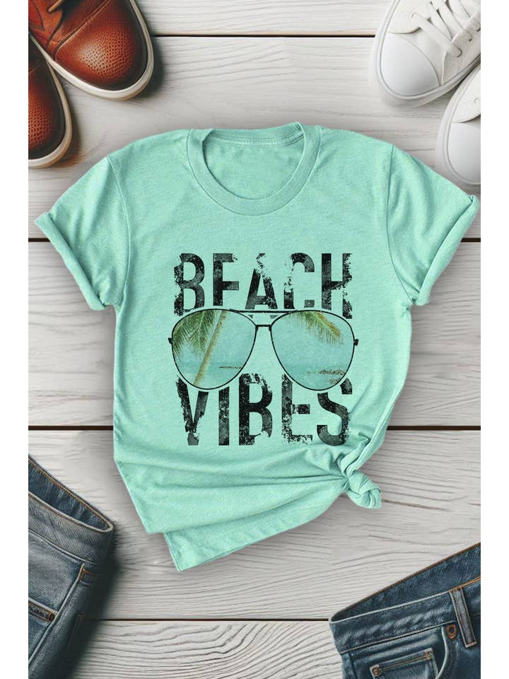 Top Avenue - Wholesale Screen Printed T-Shirt - Women's - Beach Vibes, Unisex Round Neck T-Shirt8