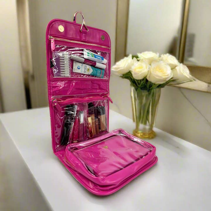PurseN (new) - Wholesale Toiletry Bag - Women's - Classic Toiletry Case - Fuchsia Velvet5