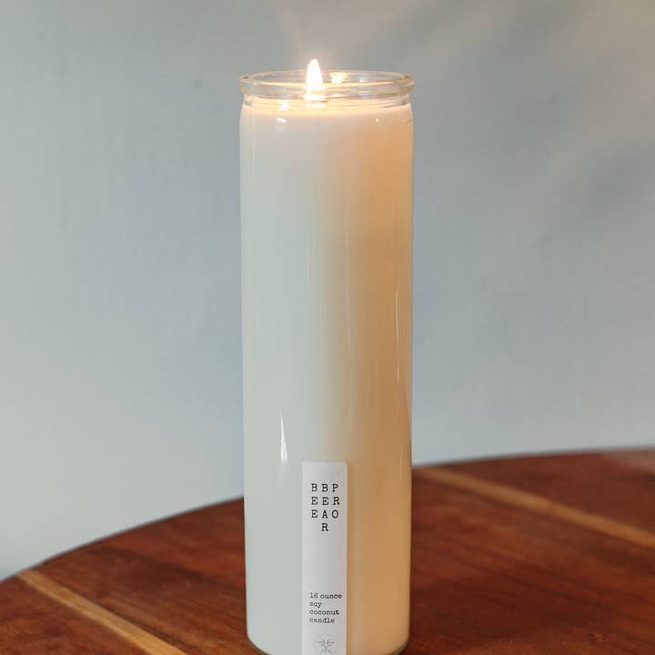 BeeBearPro candles & clay - Wholesale Pillar Candle - White beeswax Prayer Candle, tall glass pillar candle