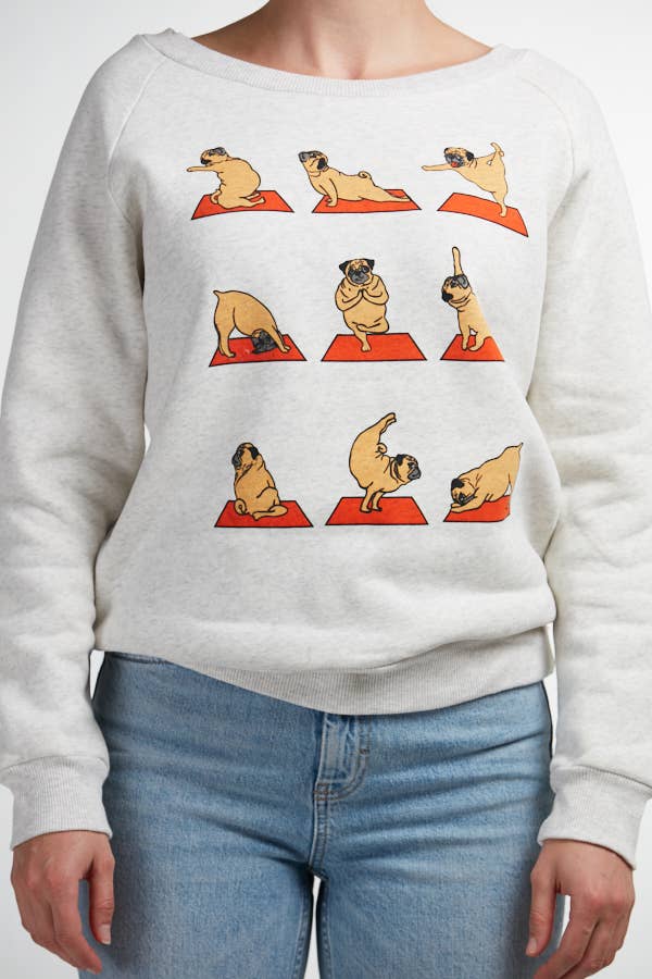 GRIJS PUG YOGA POSE SWEATSHIRT voor groothandel op Faire1