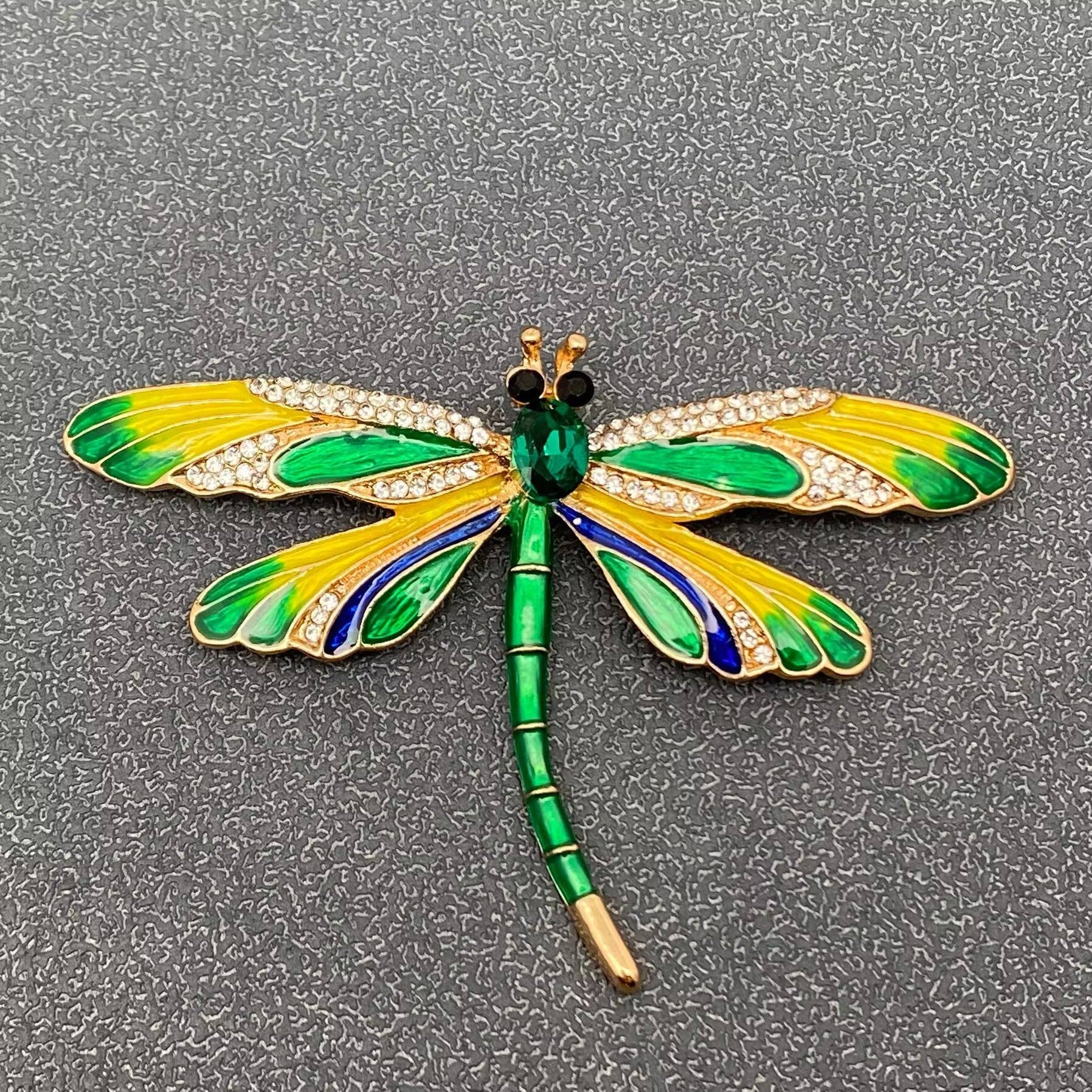 Mio Queena – Großhandel Broschen – Rhinestone-farbige Emaille-Libellenbrosche2