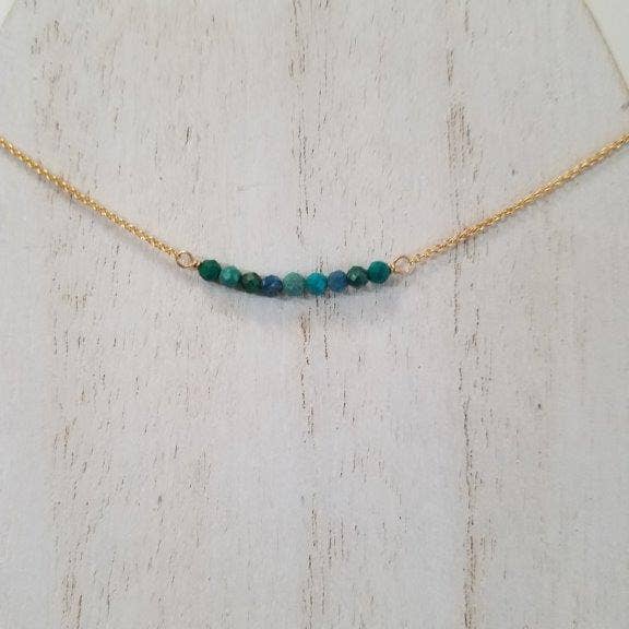Chrysocolla Beaded Bar halskæde på guld for engroshandel hos Tela Bella Jewelry