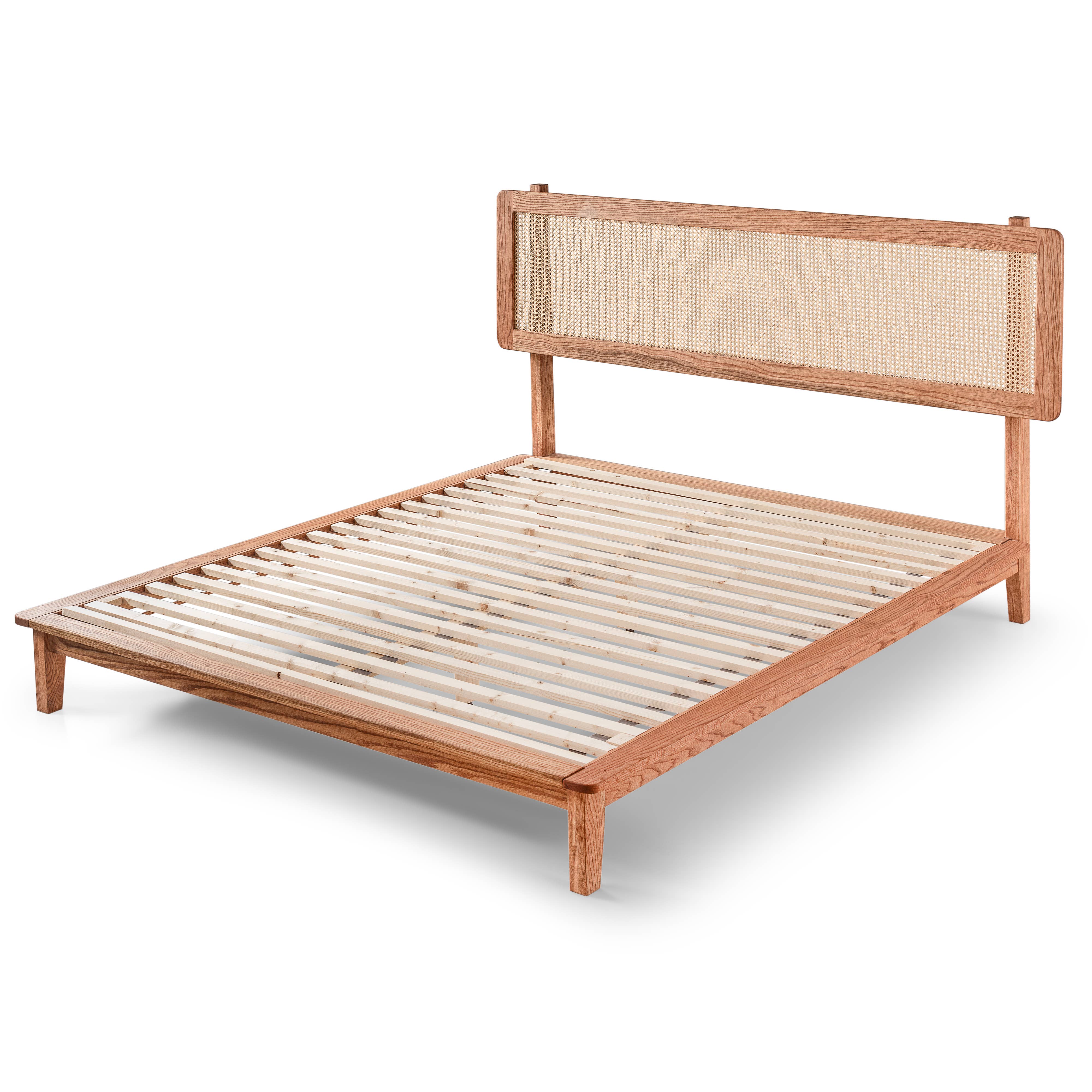 Halohope, LLC - Wholesale Bedroom Furniture - Handcrafted Oak Bedframe with Cane Headboard1