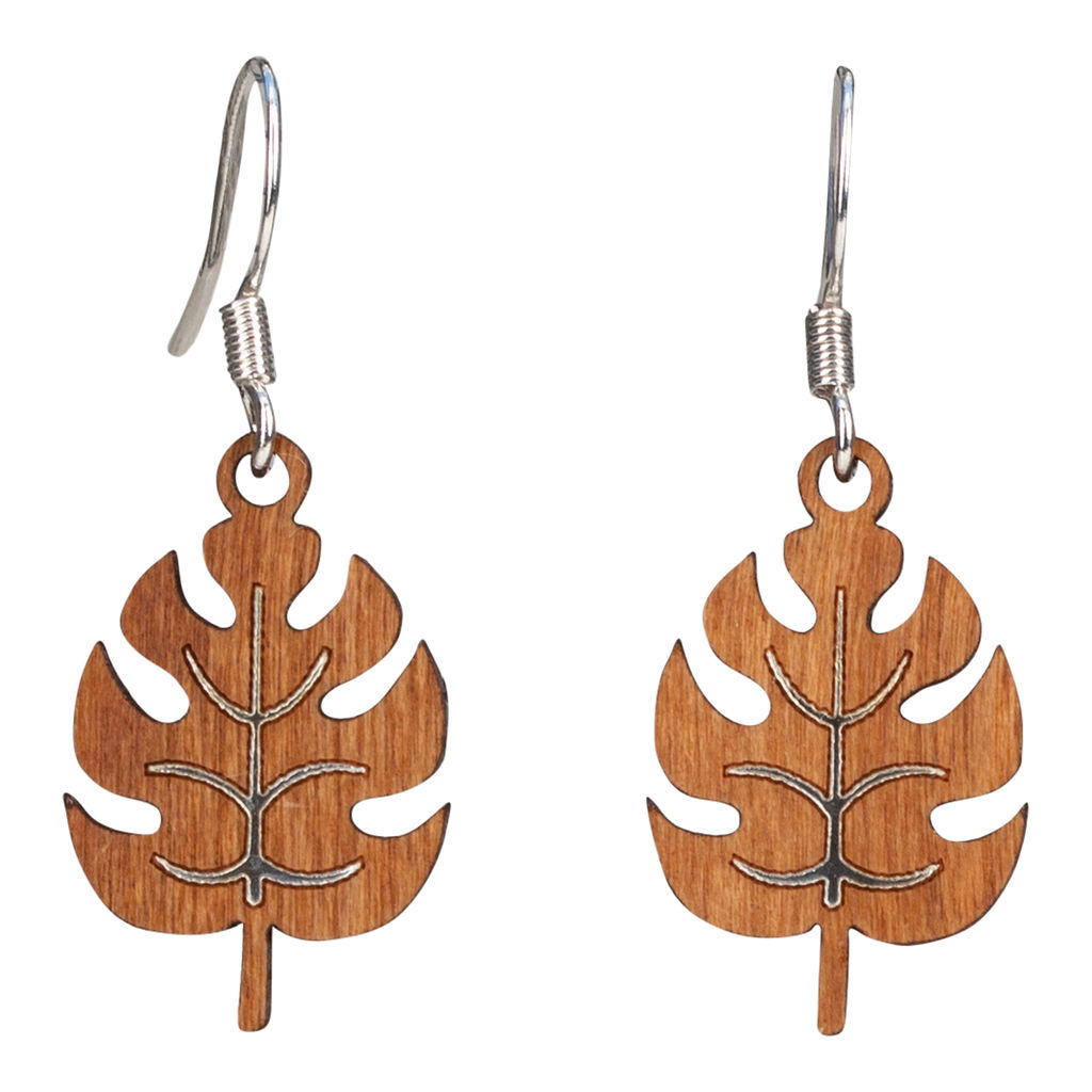 Woodcutts Inc. - Wholesale Dangle Earrings - Palm Frond Twig Earring with Silver Foil Accent0