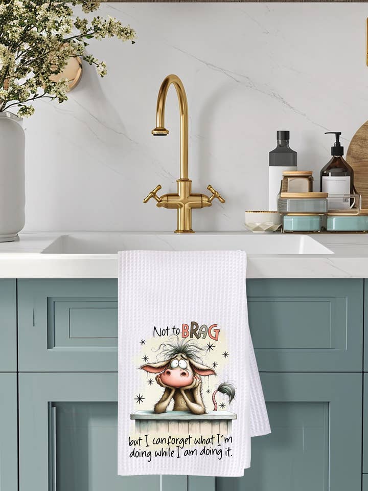 Funny Kitchen Towel - I Forget What I'm Doing for wholesale by Saints Place Designs