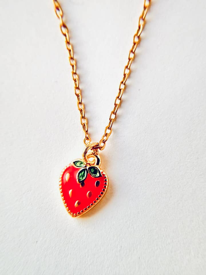 Strawberry Charm Necklace for wholesale by June Luna Jewelry