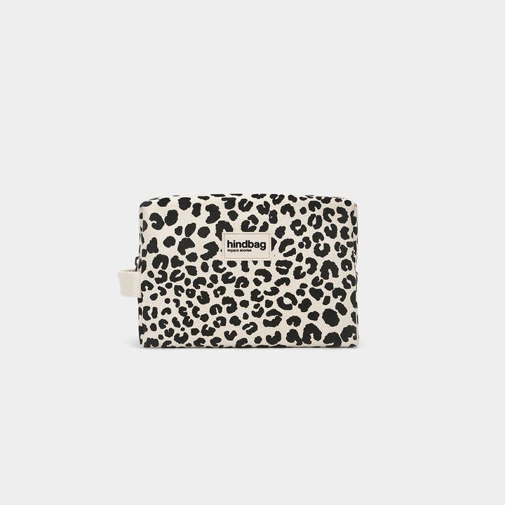 Hindbag - Wholesale Toiletry Bag - Women's - Leon Leopard Ecru Toiletry Bag